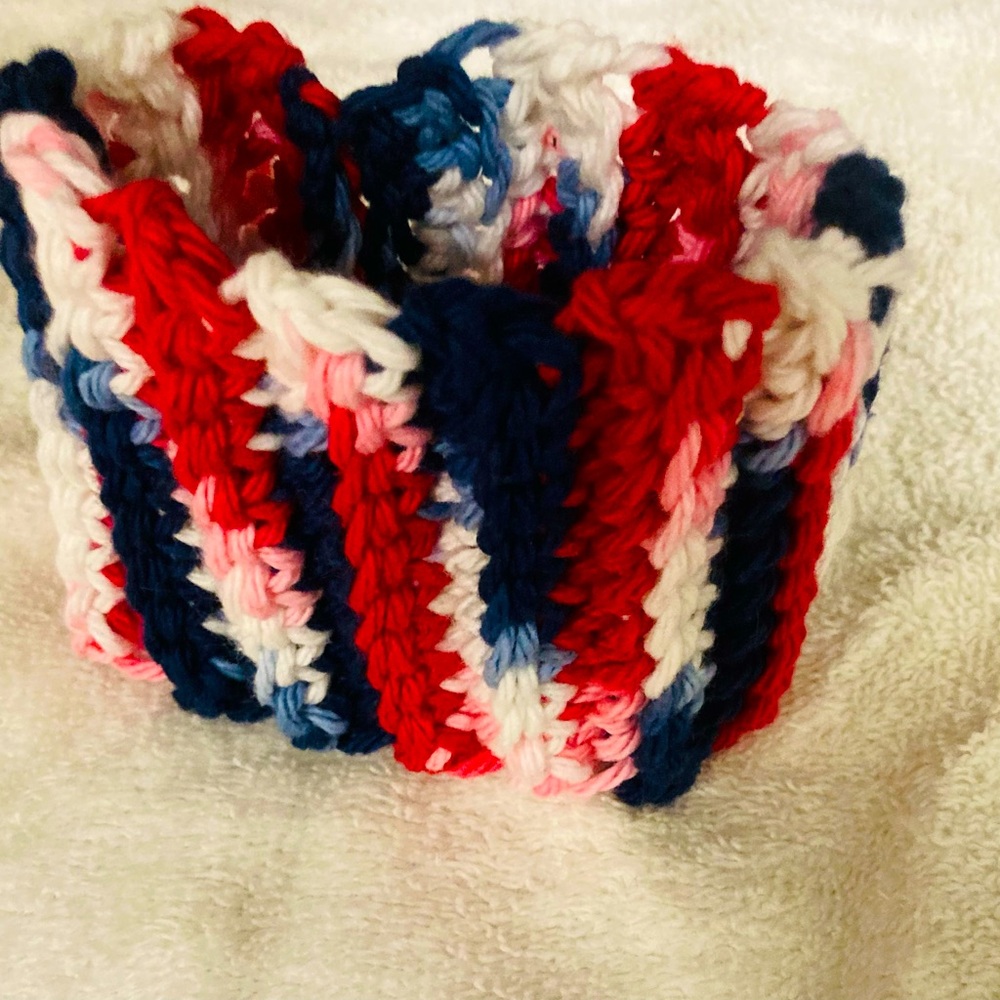 Red White & Blue Crochet Reusable Cup Cozy